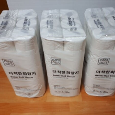 더 착한 화장지 무형광 3겹 30m 30롤 3팩 총90롤 두루마리 휴지
