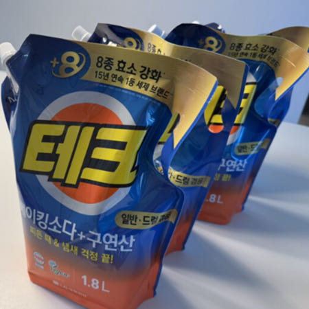 테크 베이킹소다+구연산 액체세제 일반/드럼 겸용 1.8L 4개