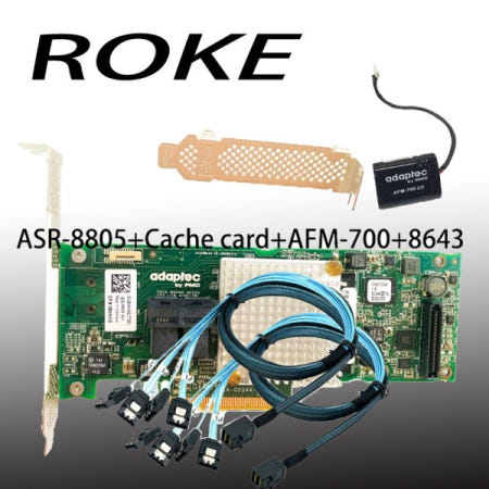 Adaptec ASR-8805 PCI-E 3.0 SAS/SATA/SSD RAID 12Gb/s 컨트롤러 카드+AFM-700+2PCS 8643 케이블