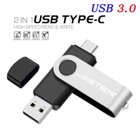 TYPE-C USB 3.0 플래시 드라이브 회전식 OTG 펜 무료 키 체인 메모리 스틱 휴대폰 고속 64GB 32GB