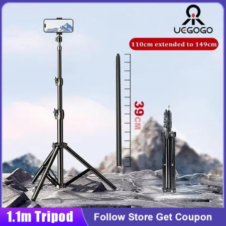UEGOGO 라이브 방송 삼각대 랜딩 타입 카메라 앵커 셀카 프레임 금속 온도계 거치대 익스텐션 튜브 149cm