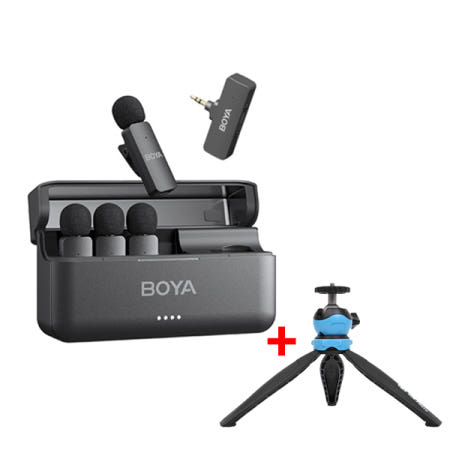 보야 BY-V4 4채널 무선 마이크 3.5mm TRS 동시녹음 유튜브 개인방송+핸디삼각대