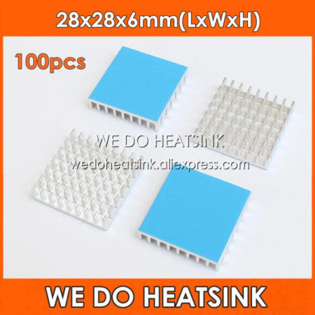 [해외]호환100% 우리는 열 테이프 패드가있는 IC CPU AMD 용 100pcs 28x28x6mm 실버 슬롯 알루미늄 쿨러를 수행합니다.