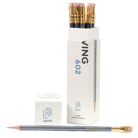 [해외]블랙윙 602 펌 그라파이트 흑연 B 펜슬 12개입 Blackwing 602 FIRM Graphite Pencil Gunmetal Gray