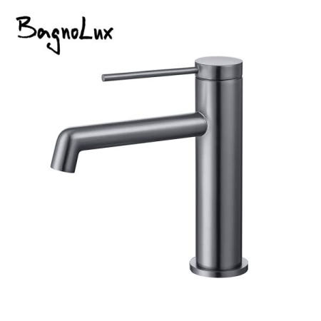 욕실 세면대 수도꼭지 싱글 핸들 데크 장착 세라믹 플레이트 스풀 믹서 온수 탭 바놀룩스 황동 새로운 스타일