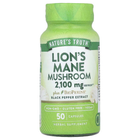 [해외]네이처스트루스 노루궁뎅이버섯 Lions Mane BioPerine 2100mg 캡슐 50정