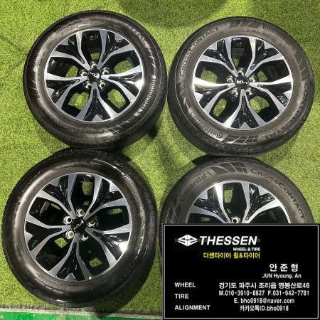 [더쎈타이어]235 60 18 카니발 18인치 중고 휠타이어 한대분 콘티넨탈 타이어 조합