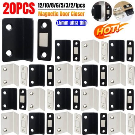 [해외]20-1PCS L 유형 강력한 자기 도어 클로저 1.5mm 울트라 얇은 캐비닛 캐치 무료 다기능 가구 하드웨어
