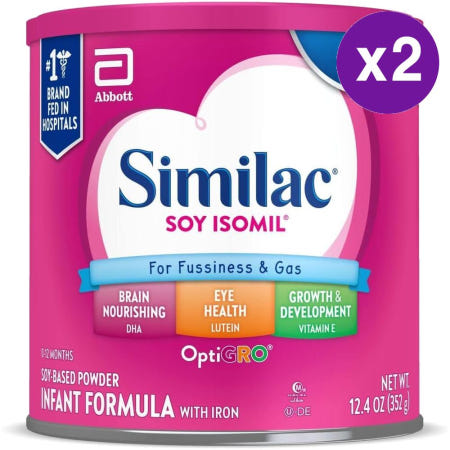 [해외]Similac 시밀락 소이 이소밀 식물성 단백질 분유 352g 2개