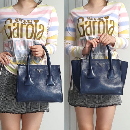 [중고]프라다 가죽 심플한 여성 토트배 중고 가방 은피아노