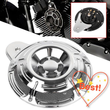 [해외]100% 호환 오토바이 크롬 슬롯 Ttrack CNC 경적 스피커 커버 할리 빅 트윈 투어링 다이나 스포스터 883 소프테일 110dB