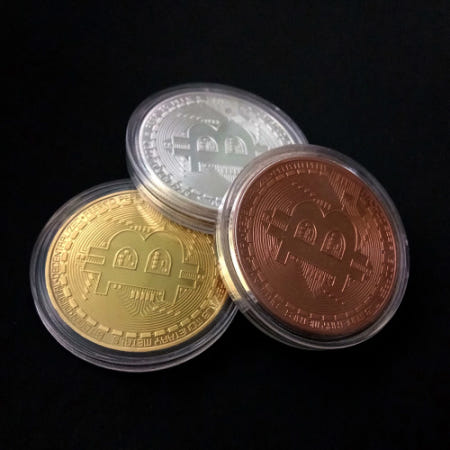 [picks]비트코인 동전 주화 가상화폐 블록체인 BTC 기념품 토큰 수집품 장식품 선물용 케이스포함