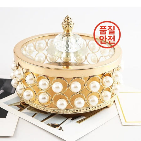 양념통금도금 진주 저장 항아리 및 뚜껑 드레싱 테이블 반지 보석 상자 화장품 중공 사탕 냄비 아로마 수