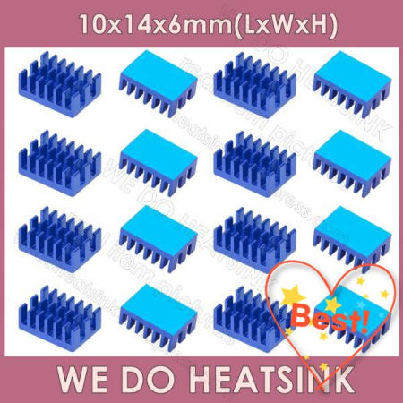 [해외]100% 호환 우리는 열 패드가 없거나 있는 10x14x6mm 파란색 슬롯형 알루미늄 IC 메모리 Ram 칩 냉각 수행합니다.