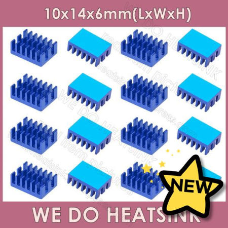 [해외]100% 호환 우리는 열 패드가 없거나 있는 10x14x6mm 파란색 슬롯형 알루미늄 IC 메모리 Ram 칩 냉각 수행합니다.