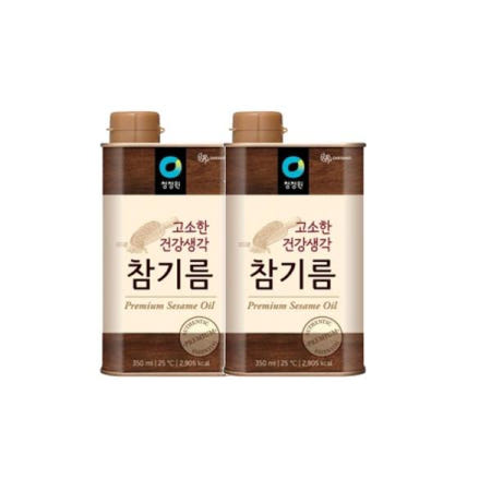 청정원 고소한 건강생각 참기름 통참깨 고소한풍미 350ml 2개