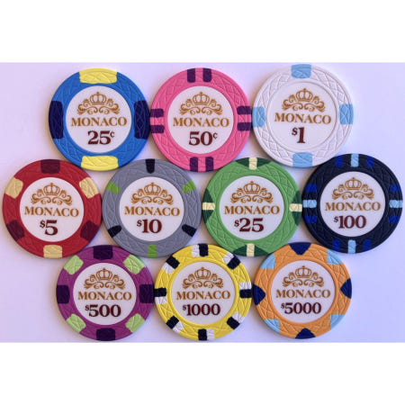 [해외]모나코 포커칩 샘플 세트 칩 10종 구성 카지노 느낌 연습용