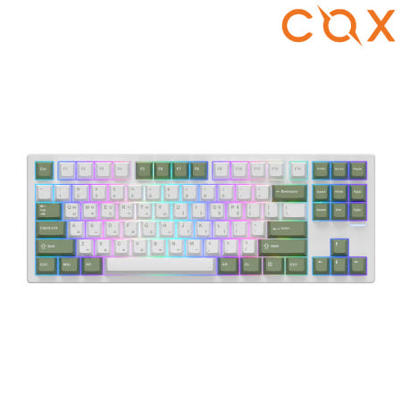 COX CSK88 VIA 실리콘 사운드 뎀퍼 유무선 게이밍 기계식 키보드 그린화이트, 페블축