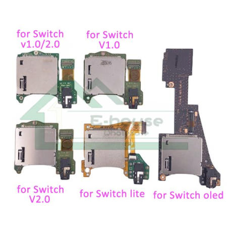 Nintendo Switch 용 오리지널 Oled 오디오 게임 카트리지 스위치 라이트 게임 카드 슬롯 소켓 용 NS V1 V2 용 마이크로 SD 카드 리더기