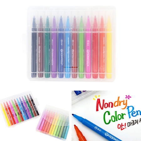 [시즐스토어 제휴업체]안마르는 사인펜 24색 유아 어린이 유치원 그림 색칠 드로잉 수성 사인펜