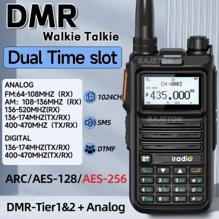 Iradio DM-UV4R 디지털  워키 AES-256 암호화 SMS 듀얼 모드 타임 슬롯 NOAA For RT-4D Ham