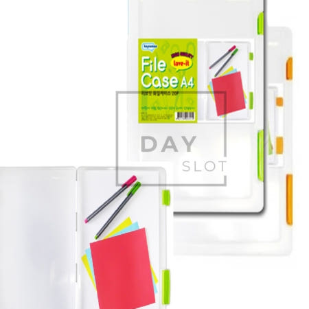 [트렌디프레소협력사]데이슬롯 러브잇 A4 잠금 파일케이스 20mm 오거나이저케이스 아이학습지보관함 잠금화일박스
