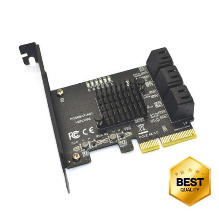 100% 호환  6 포트 SATA 3.0 6Gbps PCI-Express 확장 카드 어댑터 라이저 단일 IPFS 마이닝용 최대 500Mb ASMedia ASM1166 칩