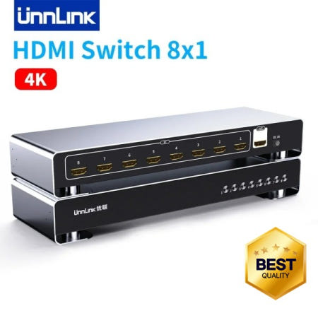 [해외]100% 호환Unnlink 4K HDMI 스위치 8 In 1 Out 비디오 호스트 노트북 PS3/4/5 Xbox 공유 모니터 TV 프로젝터 용 포트