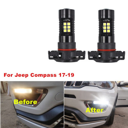 Jeep Compass 2017-2019 2 개/몫 CANBus 오류 무료 3030 21SMD 흰색 5202 PSX24W LED 주간 러닝 라이트 DRL 램프