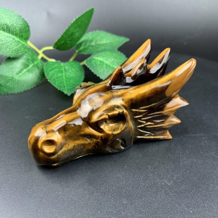 1PC 고품질 타이거 아이 스톤 드래곤 헤드 영적 에너지 미네랄 손 조각 홈 컬렉션 선물