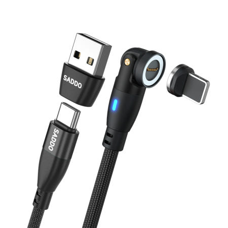 [엠케이몰]사또 100W 회전형 CtoC 고속충전 마그네틱 케이블 애플8핀 커넥터 세트