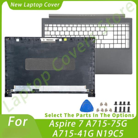 Aspire 7 A715-75G N19C5 용 플라스틱 PC 부품 그레이 LCD 후면 커버 팜레스트 상단 노트북 하우징 케이스 교체