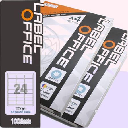 [봄봄이네 협력사]파샐리 사무용주소스티커 A4용지주소라벨 레이저잉크젯겸용라벨 24칸 100매