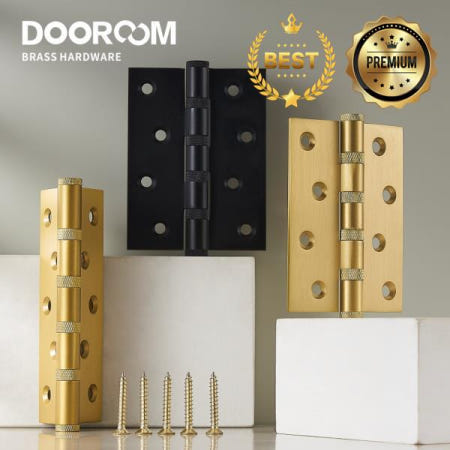 Dooroom 황동 널링 도어 경첩 무료 슬롯 부드럽게 두꺼워지는 음소거 4 인치 5