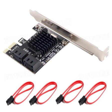 [해외]PCI Express Sata 컨트롤러 4 포트 6G PCI-E-SATA3.0 확장 광부 어댑터 카드 SSD IPFS 마이닝