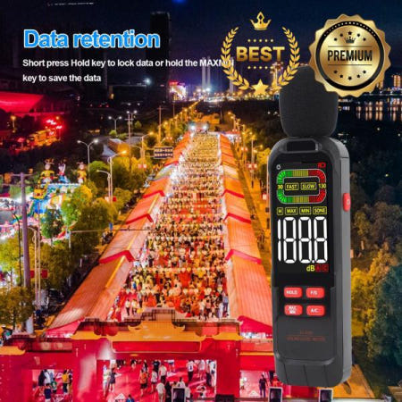 소음 측정기 빠른 느린 응답 30-130dB 정확한 센서 AC 가중치 모드 건설 현장용 휴대용 데시벨