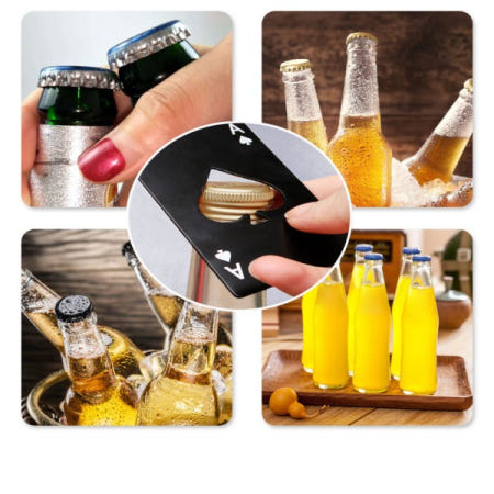 [해외]1PC 포커 카드 모양 스페이드 맥주 스테인리스 스틸 병따개 음료 가정용품 주방 도구
