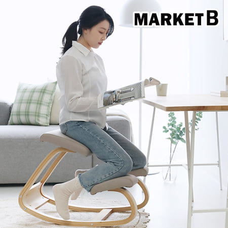 [마켓비]자세교정의자 무릎의자 허리 디스크 보호 의자 척추 교정 체형 승마자세 아론PU