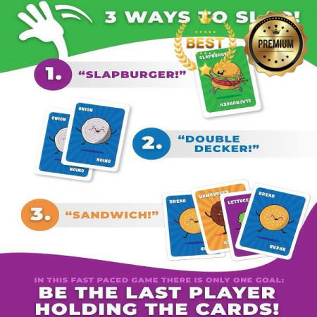 [가족의 즐거움] 슬랩버거 키즈 카드게임 | 2~6명이 15분 안에 플레이할 수 있는 4세 이상을 위한 빠르게 진행되는 대화형 보드