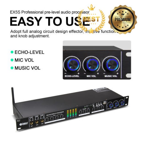 EX5S 프로페셔널 스테이지 프론트 오디오 이펙트 유닛 (리버브 블루투스 5.0 안티-하울링 기능 탑재) - 무대 노래방 오케스트라용