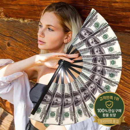 인기 판매 달러 무늬 부채 33cm 쿵푸 플라스틱 갈비대가 있는 큰