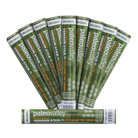 [해외]팔레오밸리 100 잔디 사료 사슴고기 스틱 - 10팩 케토 친화적, 고단백, 저칼로리 스낵 오메가-3가 풍부하고 글루텐이 없으며 질산염이 자연 향이 나는 건강한 이동 중 육