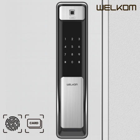 웰콤 웰-메이드 에디션 WSP-2500B 지문인식 푸시풀 블루투스 현관문 디지털도어락