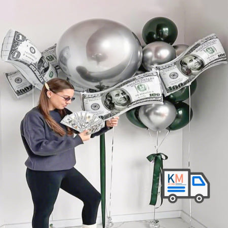 12pcs 돈 지폐 풍선 대형 가짜 달러 생일 장식 카지노 파티를위한 재사용 가능한