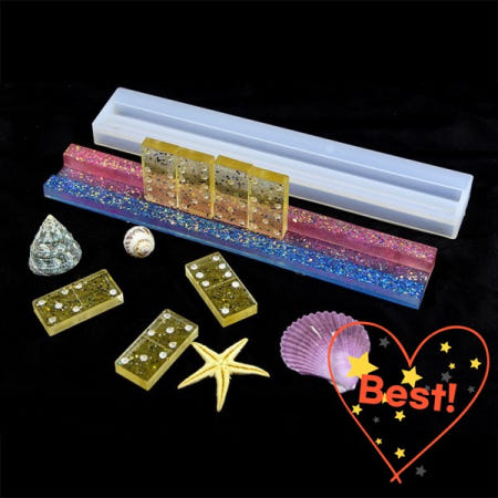 공예품용 도미노 브래킷 파이 고우 투명 에폭시 수지 DIY 보관 랙 박스 실리콘 몰드 트레이 제작