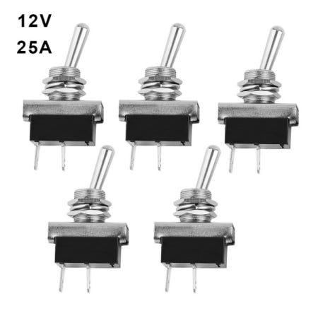 5PCS 로커 스위치 DC 12V 25A 헤비 듀티 토글 플릭 ON/OFF 자동차 대시 라이트 금속