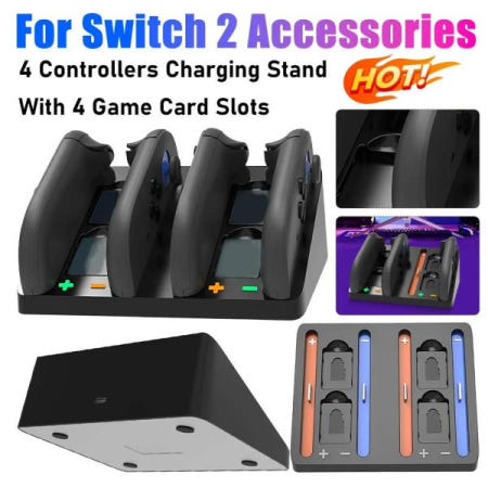 Joycon 컨트롤러 충전기 도크(4개의 게임 카드 슬롯 )용 스위치 2용 Nintendo용 도킹 스테이션