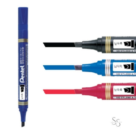 [쏨뱅이샵OEM]쏨숭 유성매직 청색 사각닙 12개입 영구잉크 칼라마커 공업용펜 표시펜 주소작성