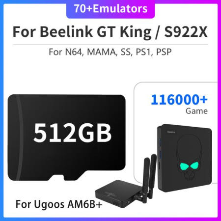 메모리 카드가 사전 설치되어 있습니다. 116000 + PS1/PSP/Sega Saturn/MAME용 Beelink GT King Amlogic S922X 비디오 게임 콘솔용 레트