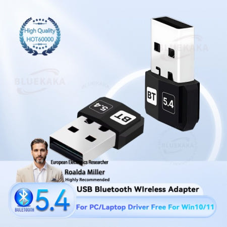 새로운 업그레이드 미니 USB Bluetooth5.4 어댑터 동글 Win10/11 용 PC/노트북 드라이버 무선 수신기/송신기